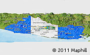 Flag Panoramic Map of El Salvador, satellite outside, bathymetry sea, flag rotated