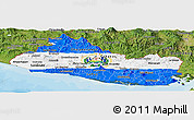 Flag Panoramic Map of El Salvador, satellite outside, bathymetry sea