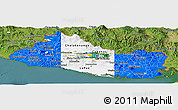 Flag Panoramic Map of El Salvador, satellite outside, flag rotated