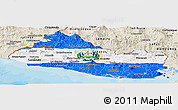 Flag Panoramic Map of El Salvador, shaded relief outside, bathymetry sea