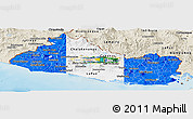 Flag Panoramic Map of El Salvador, shaded relief outside, flag rotated