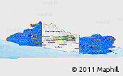 Flag Panoramic Map of El Salvador, single color outside, bathymetry sea, shaded relief sea, flag rotated