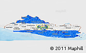 Flag Panoramic Map of El Salvador, single color outside, bathymetry sea, shaded relief sea