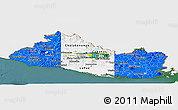 Flag Panoramic Map of El Salvador, single color outside, satellite sea, flag rotated