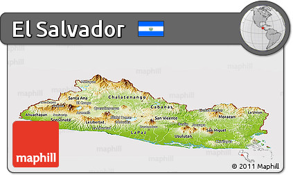 Physical Panoramic Map of El Salvador, cropped outside