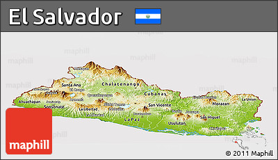 Physical Panoramic Map of El Salvador, cropped outside