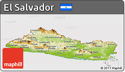 Physical Panoramic Map of El Salvador, cropped outside