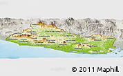 Physical Panoramic Map of El Salvador, lighten, semi-desaturated, land only