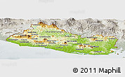 Physical Panoramic Map of El Salvador, lighten, semi-desaturated