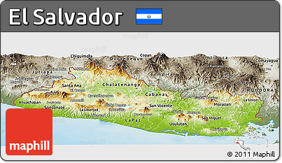 Physical Panoramic Map of El Salvador, semi-desaturated, land only