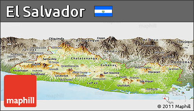 Physical Panoramic Map of El Salvador, semi-desaturated, land only
