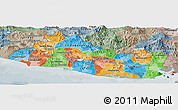 Political Panoramic Map of El Salvador, semi-desaturated