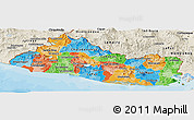 Political Panoramic Map of El Salvador, shaded relief outside, bathymetry sea