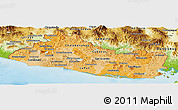 Political Shades Panoramic Map of El Salvador, physical outside