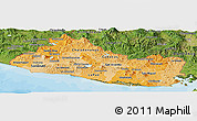 Political Shades Panoramic Map of El Salvador, satellite outside, bathymetry sea