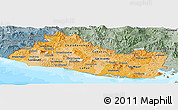 Political Shades Panoramic Map of El Salvador, semi-desaturated, land only