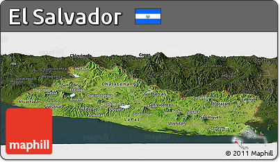 Satellite Panoramic Map of El Salvador, darken