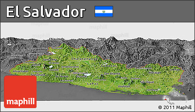 Satellite Panoramic Map of El Salvador, desaturated