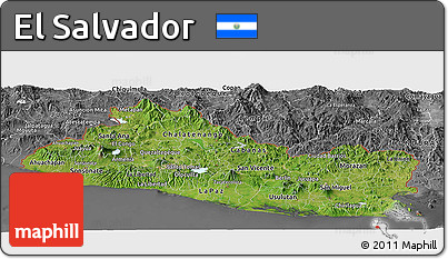 Satellite Panoramic Map of El Salvador, desaturated