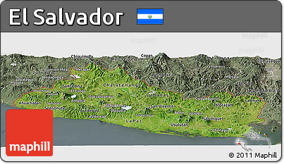 Satellite Panoramic Map of El Salvador, semi-desaturated