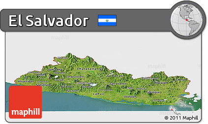 Satellite Panoramic Map of El Salvador, single color outside