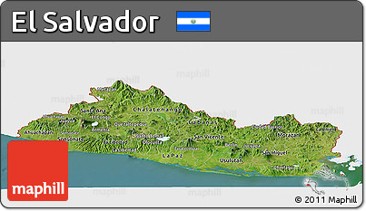Satellite Panoramic Map of El Salvador, single color outside