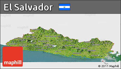Satellite Panoramic Map of El Salvador, single color outside