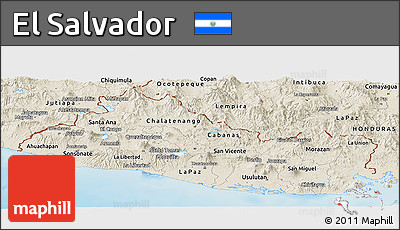 Shaded Relief Panoramic Map of El Salvador