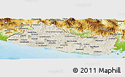 Shaded Relief Panoramic Map of El Salvador, physical outside
