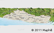 Shaded Relief Panoramic Map of El Salvador, satellite outside, shaded relief sea