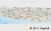 Shaded Relief Panoramic Map of El Salvador, semi-desaturated, land only