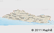 Shaded Relief Panoramic Map of El Salvador, single color outside