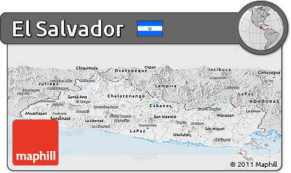 Silver Style Panoramic Map of El Salvador