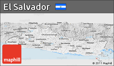 Silver Style Panoramic Map of El Salvador