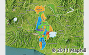 Political Map of San Salvador, satellite outside