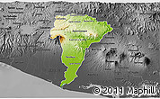 Physical 3D Map of San Vicente, darken, desaturated