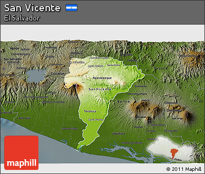 Physical 3D Map of San Vicente, darken