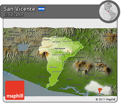 Physical 3D Map of San Vicente, darken
