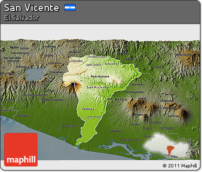 Physical 3D Map of San Vicente, darken