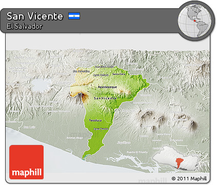 Physical 3D Map of San Vicente, lighten, semi-desaturated