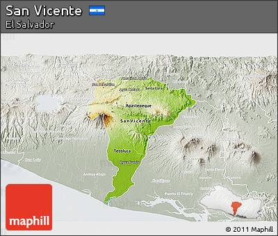 Physical 3D Map of San Vicente, lighten, semi-desaturated