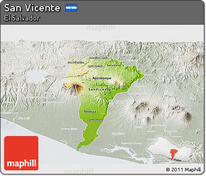 Physical 3D Map of San Vicente, lighten, semi-desaturated