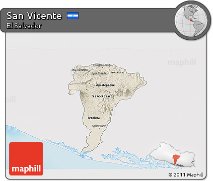 Shaded Relief 3D Map of San Vicente, single color outside