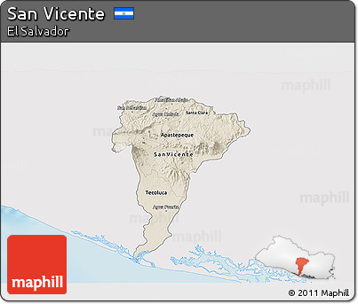 Shaded Relief 3D Map of San Vicente, single color outside