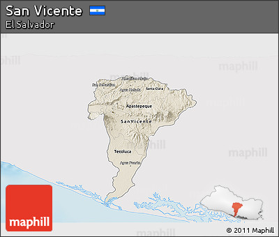 Shaded Relief 3D Map of San Vicente, single color outside