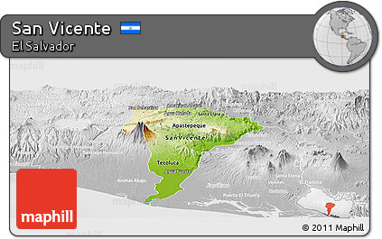 Physical Panoramic Map of San Vicente, lighten, desaturated