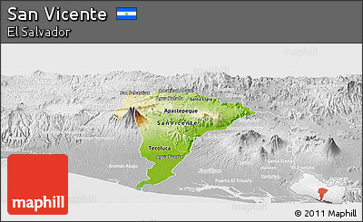 Physical Panoramic Map of San Vicente, lighten, desaturated