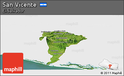 Satellite Panoramic Map of San Vicente, single color outside