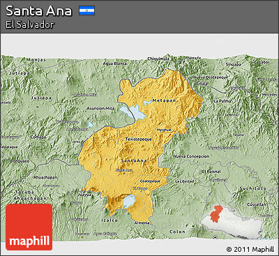 Savanna Style 3D Map of Santa Ana