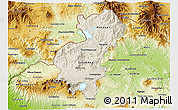 Shaded Relief 3D Map of Santa Ana, physical outside